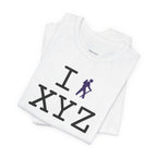 I Hike unisex T, purple hiker
