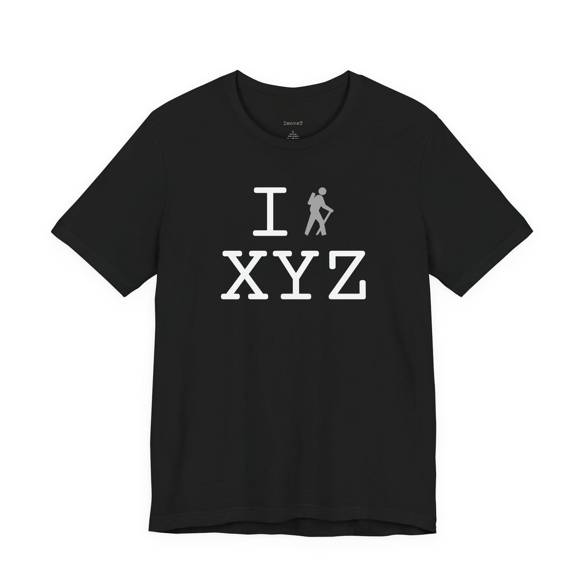 I Hike unisex T, grey hiker