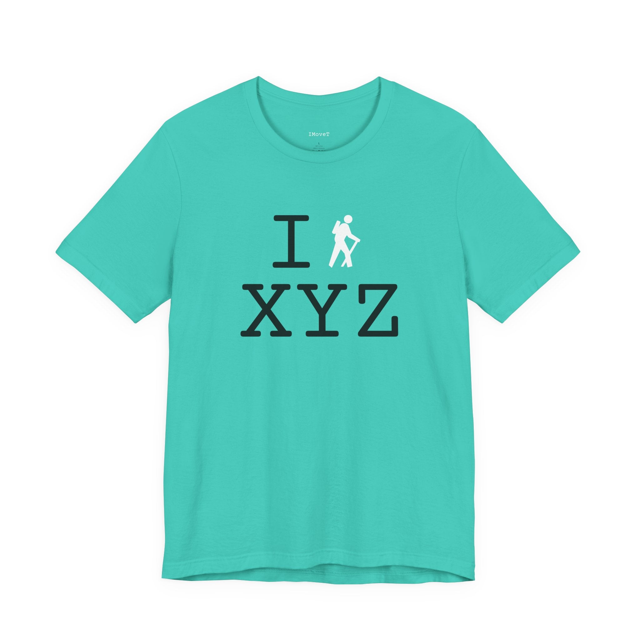 I Hike ___ unisex T, white hiker