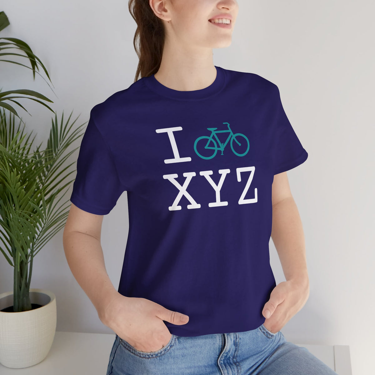 I Bike unisex T, teal bike