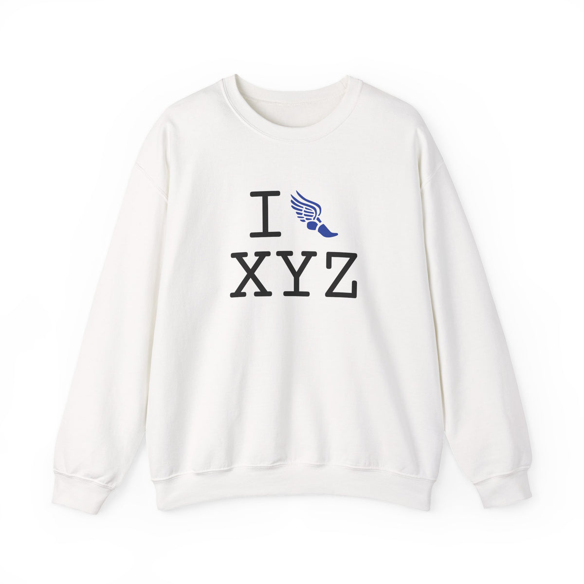 I Run sweatshirt, blue logo
