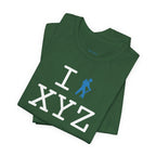 I Hike unisex T, light blue hiker