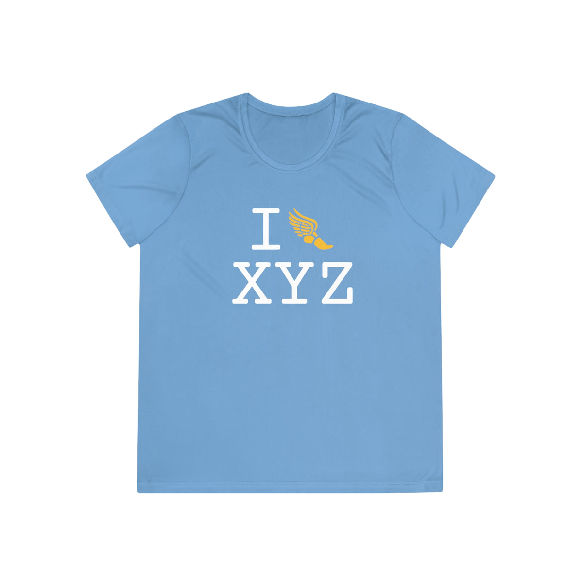 I Run women's athletic T, yellow logo