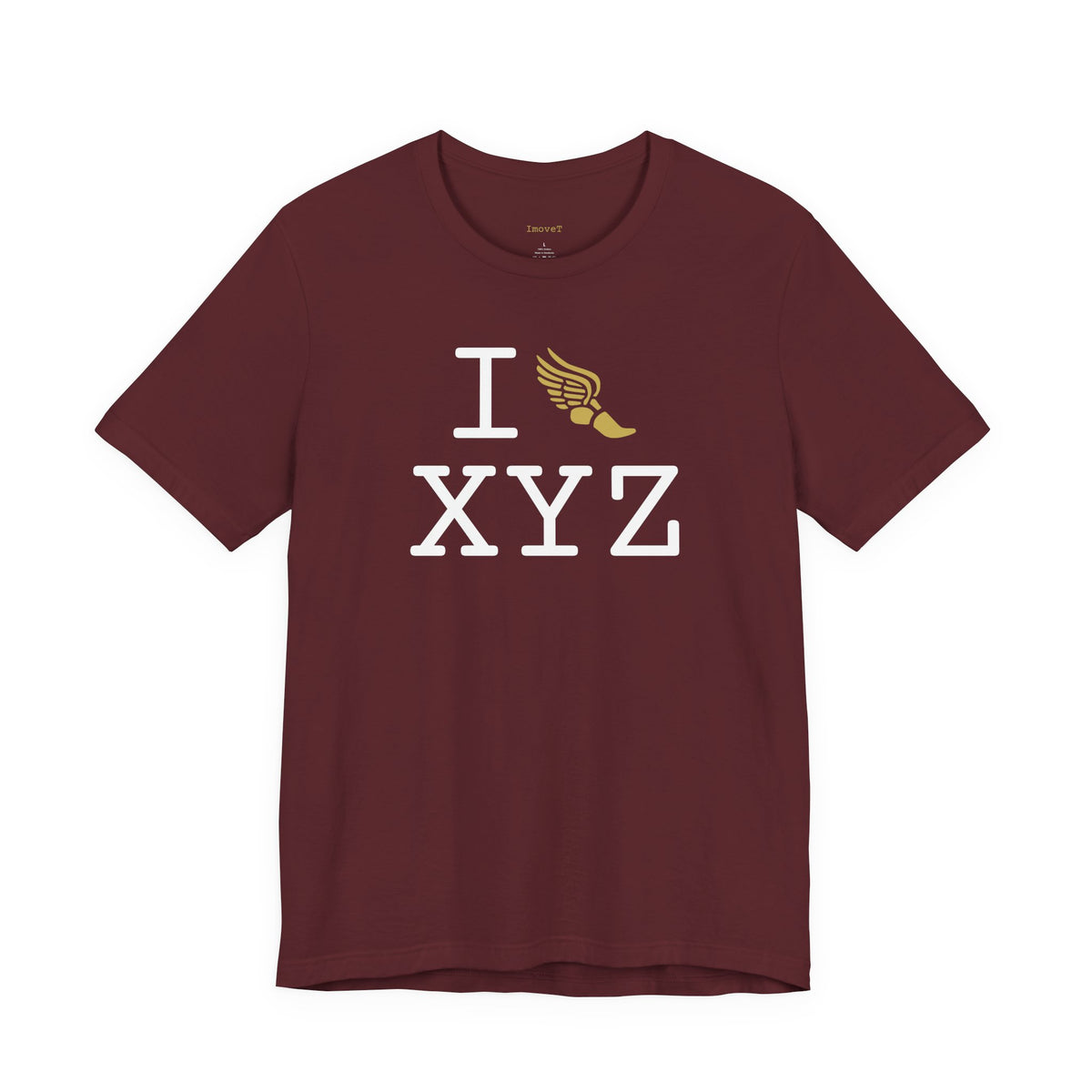 I Run unisex T, gold logo