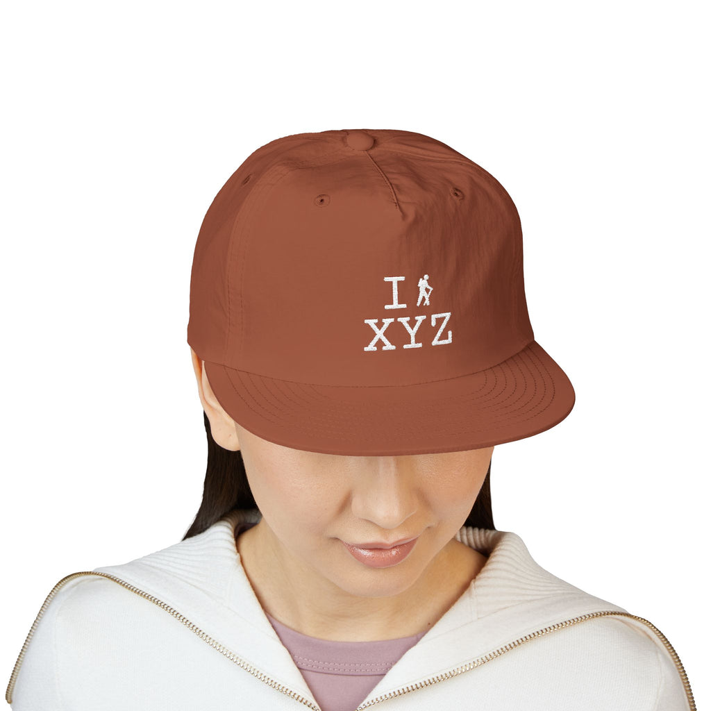 I Hike athletic hat, white hiker