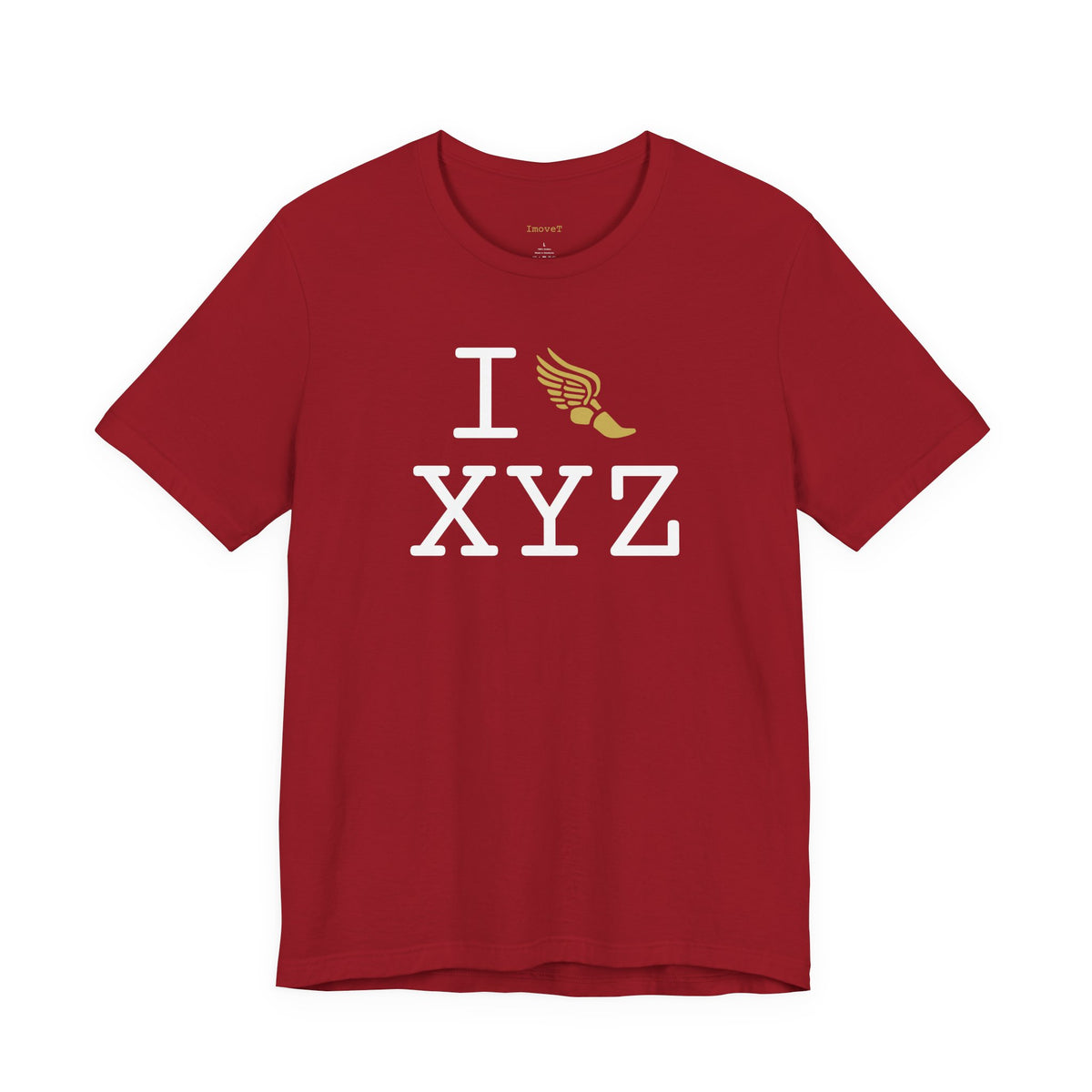 I Run unisex T, gold logo