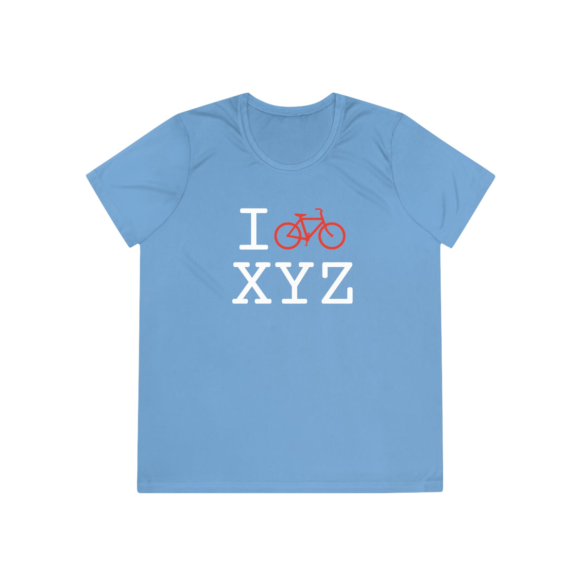 I Bike women's athletic T, red bike