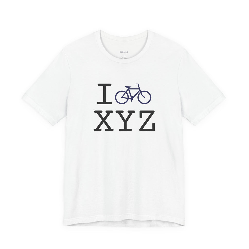 I Bike ___ unisex T, navy bike