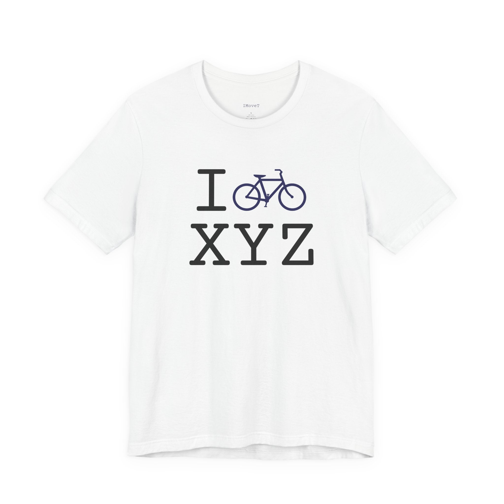 I Bike ___ unisex T, navy bike