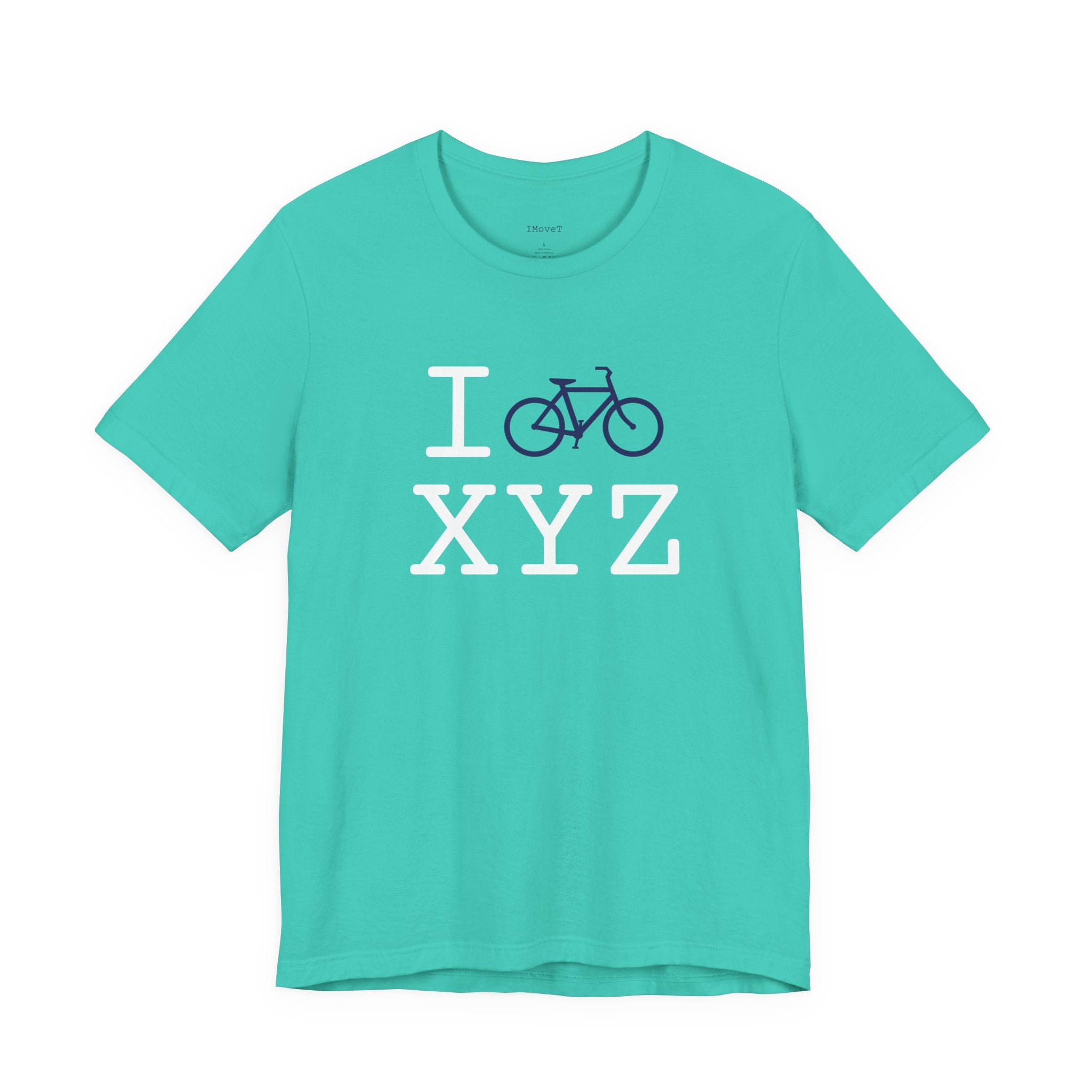 I Bike ___ unisex T, navy bike