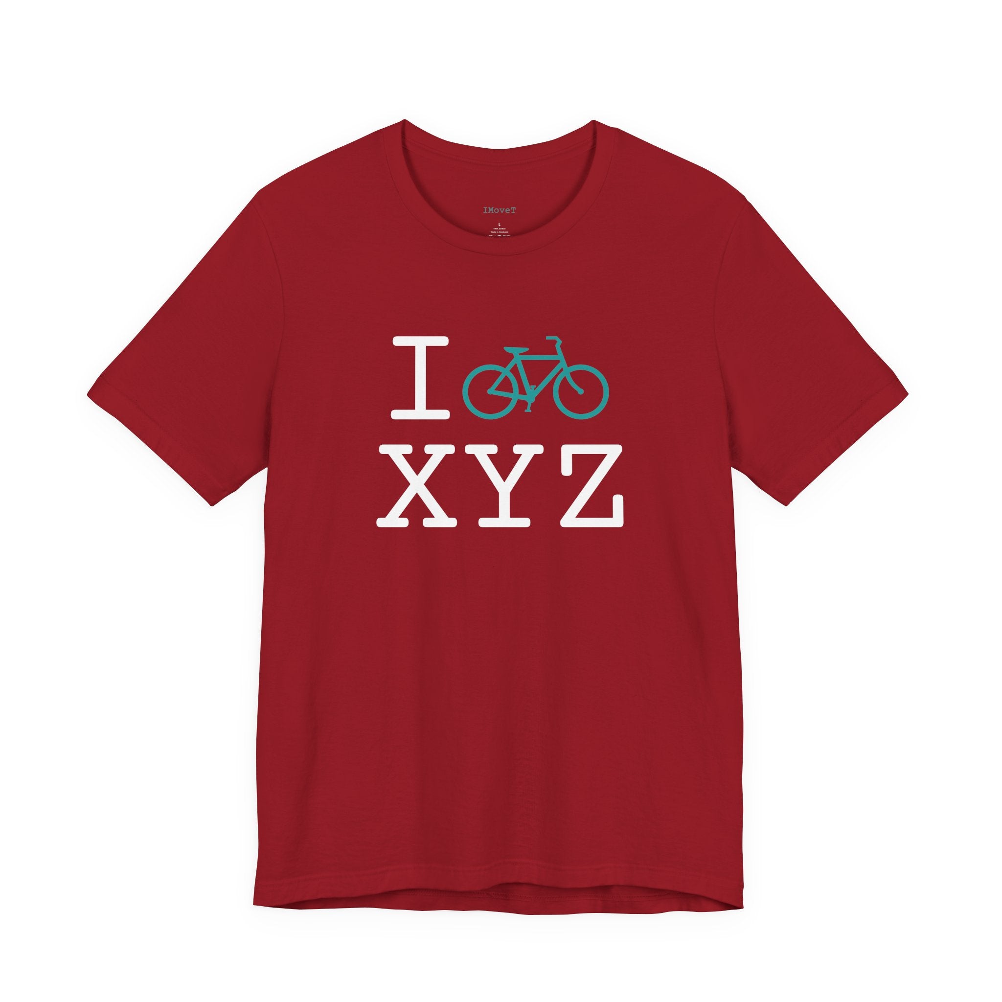 I Bike ___ unisex T, teal bike