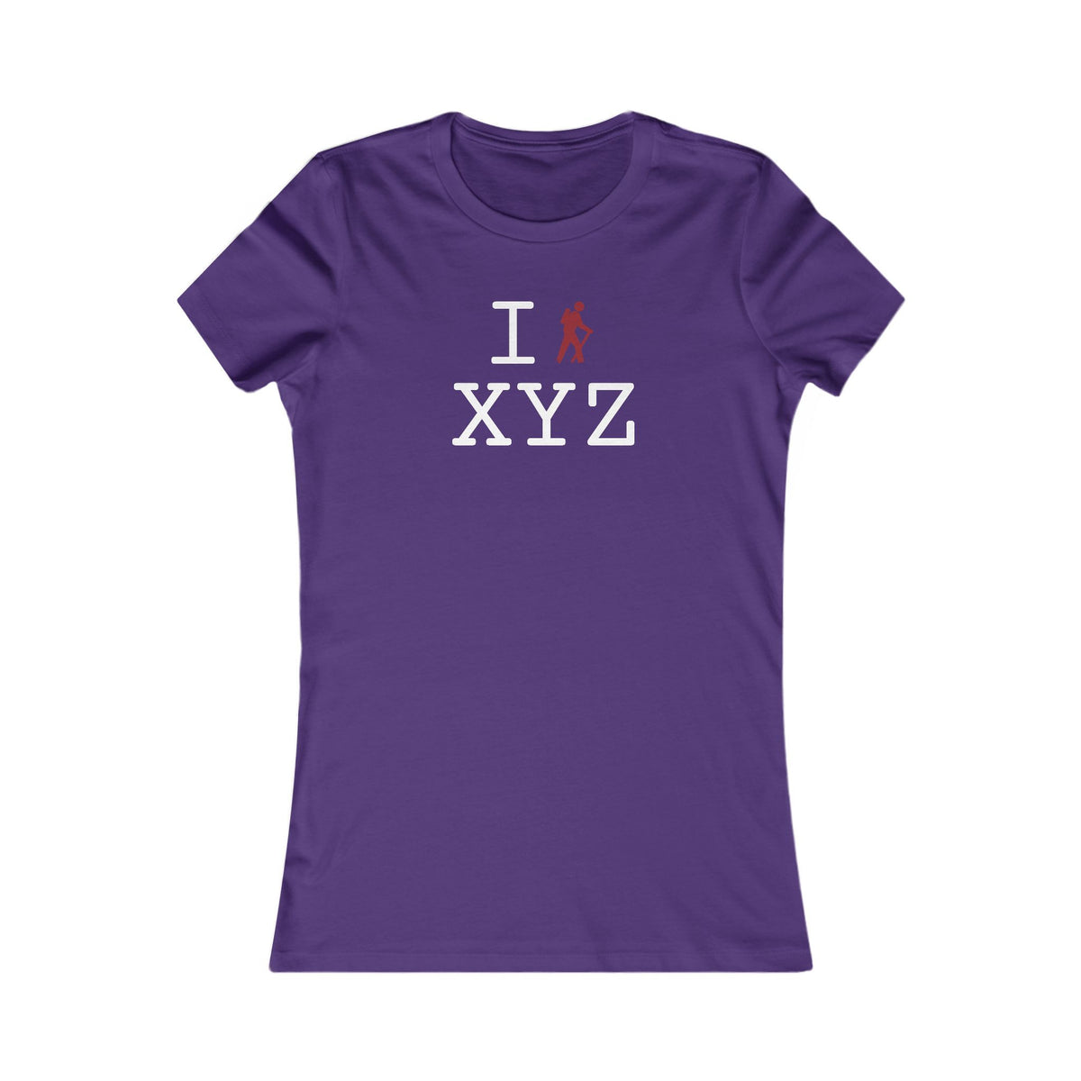 I Hike women's T, crimson hiker