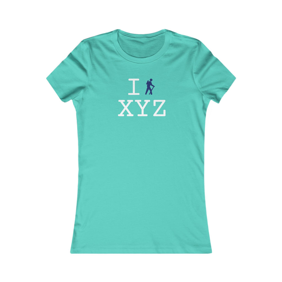 I Hike women's T, navy hiker