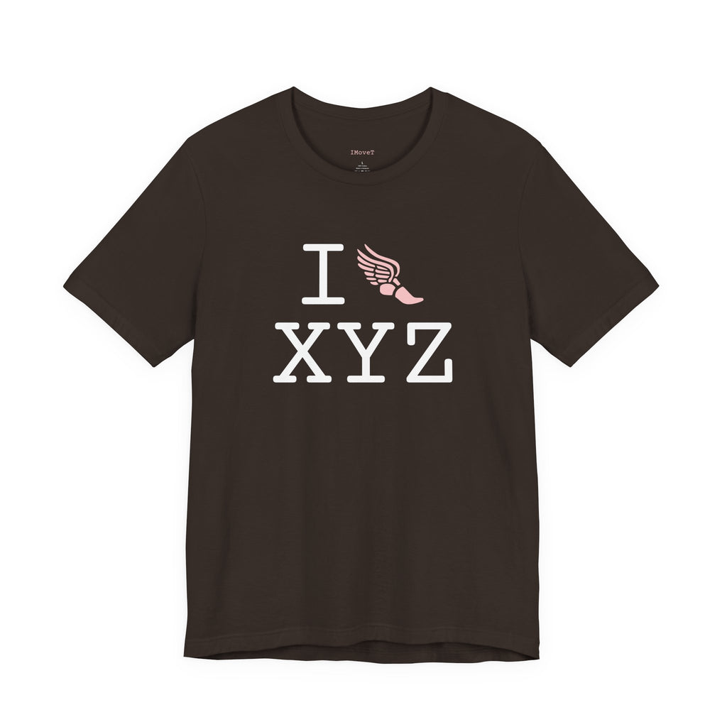 I Run ___ unisex T, pink logo