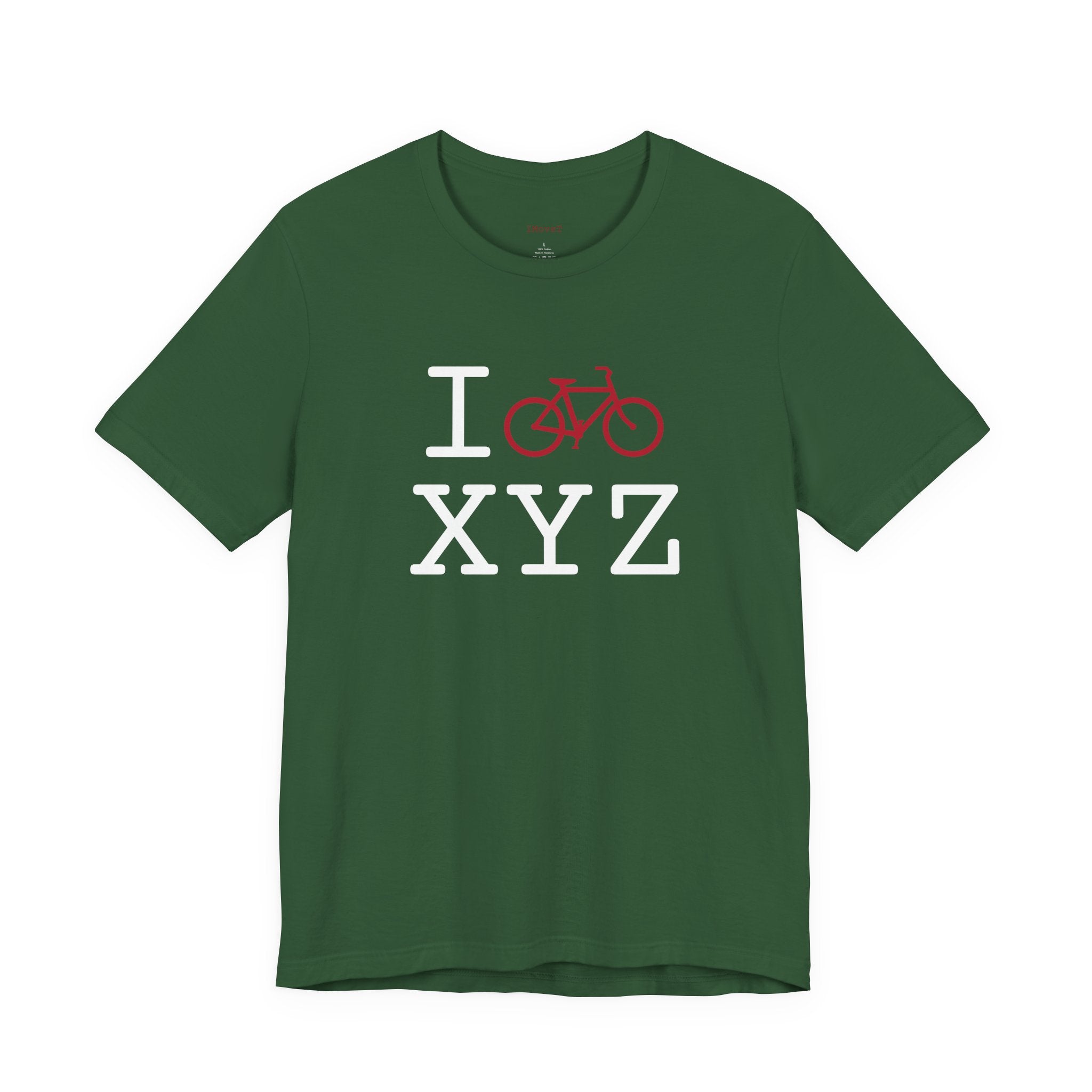 I Bike ___ unisex T, crimson bike