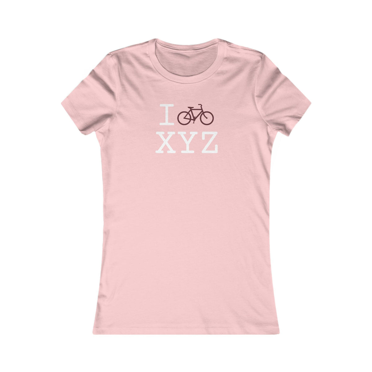 I Bike women's T, maroon bike
