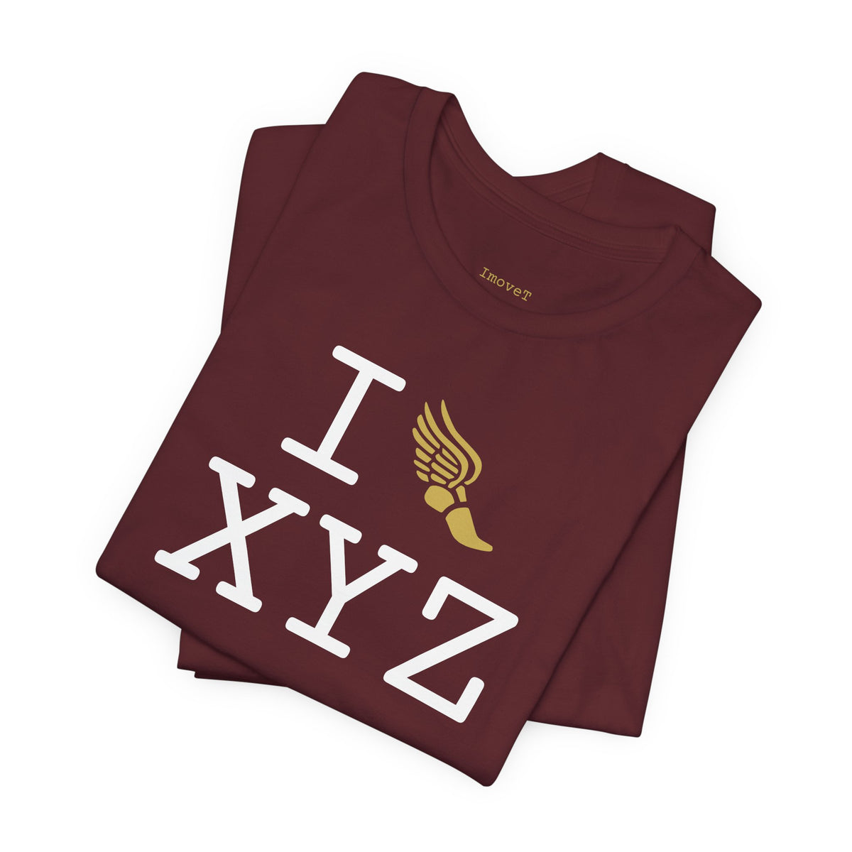 I Run unisex T, gold logo