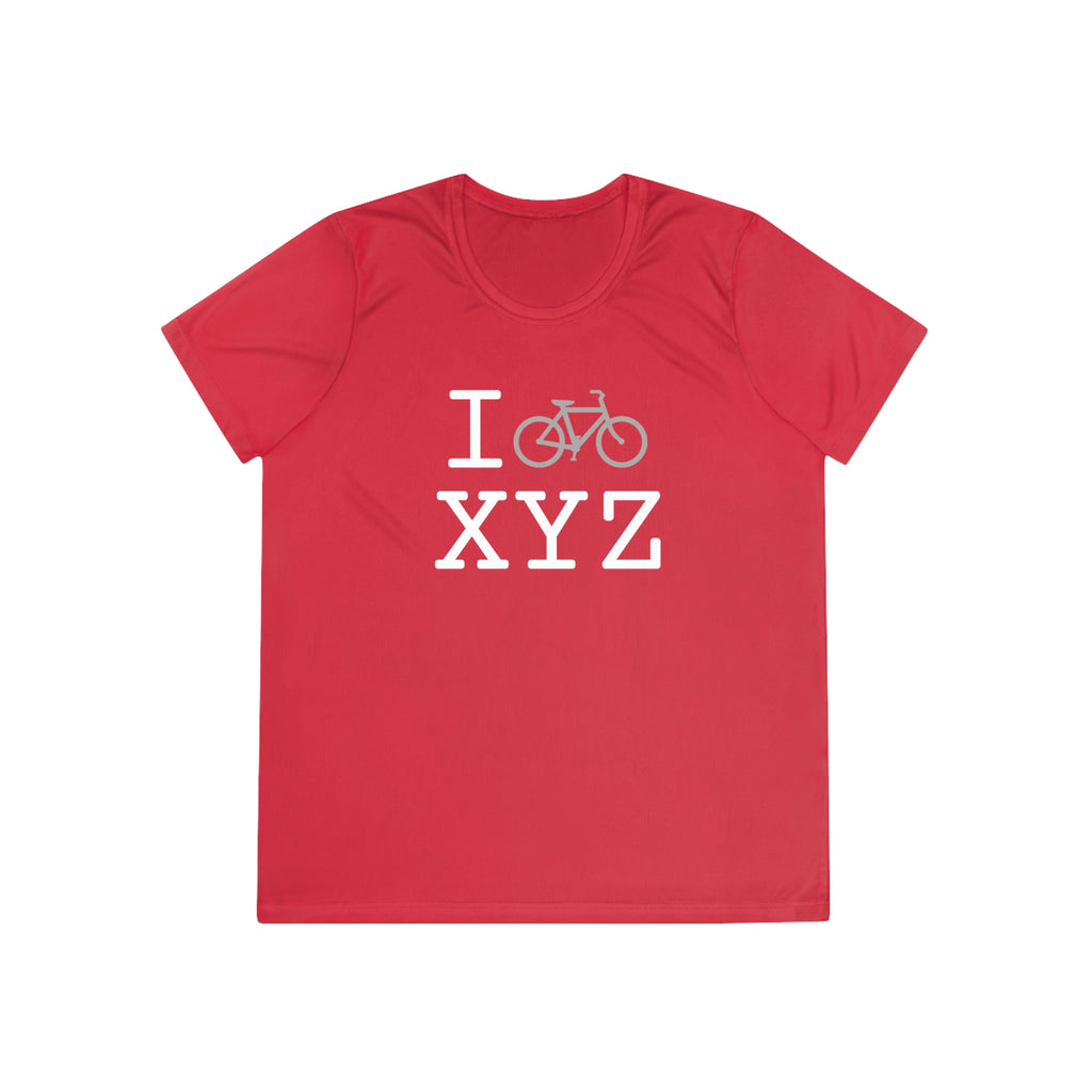 I Bike women's athletic T, grey bike