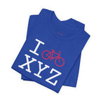 I Bike unisex T, hot pink bike