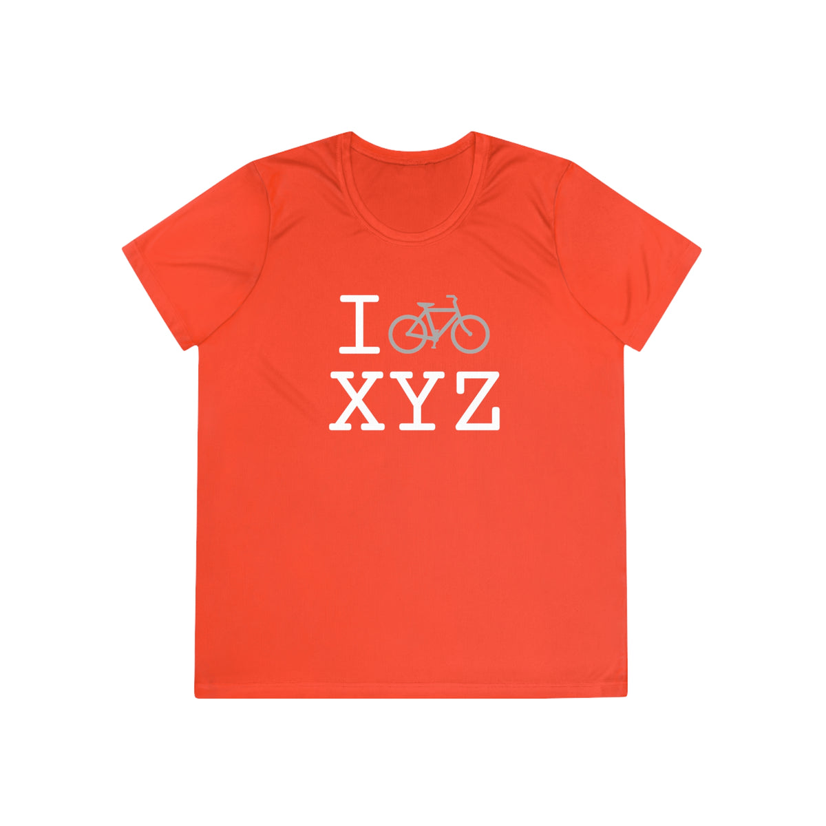 I Bike women's athletic T, grey bike