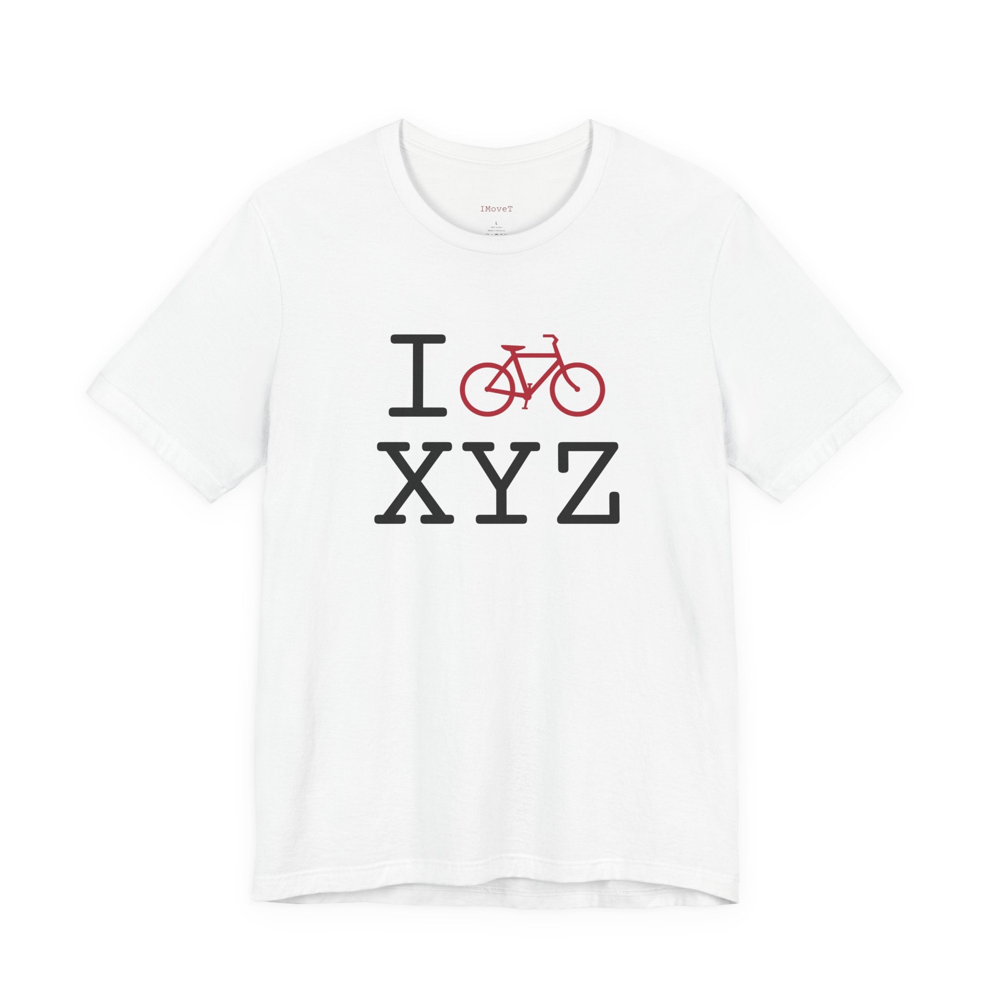 I Bike ___ unisex T, crimson bike