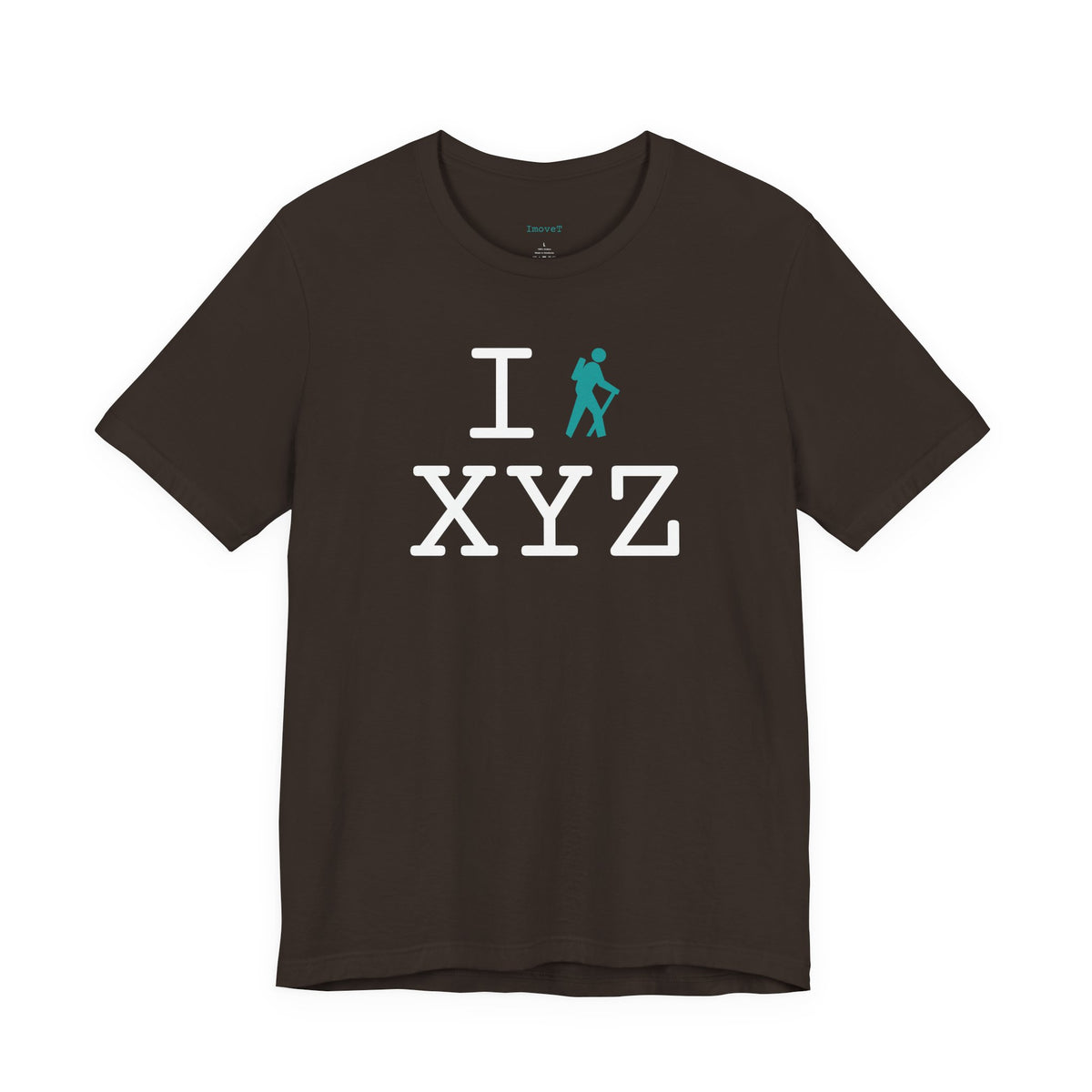 I Hike unisex T, teal hiker