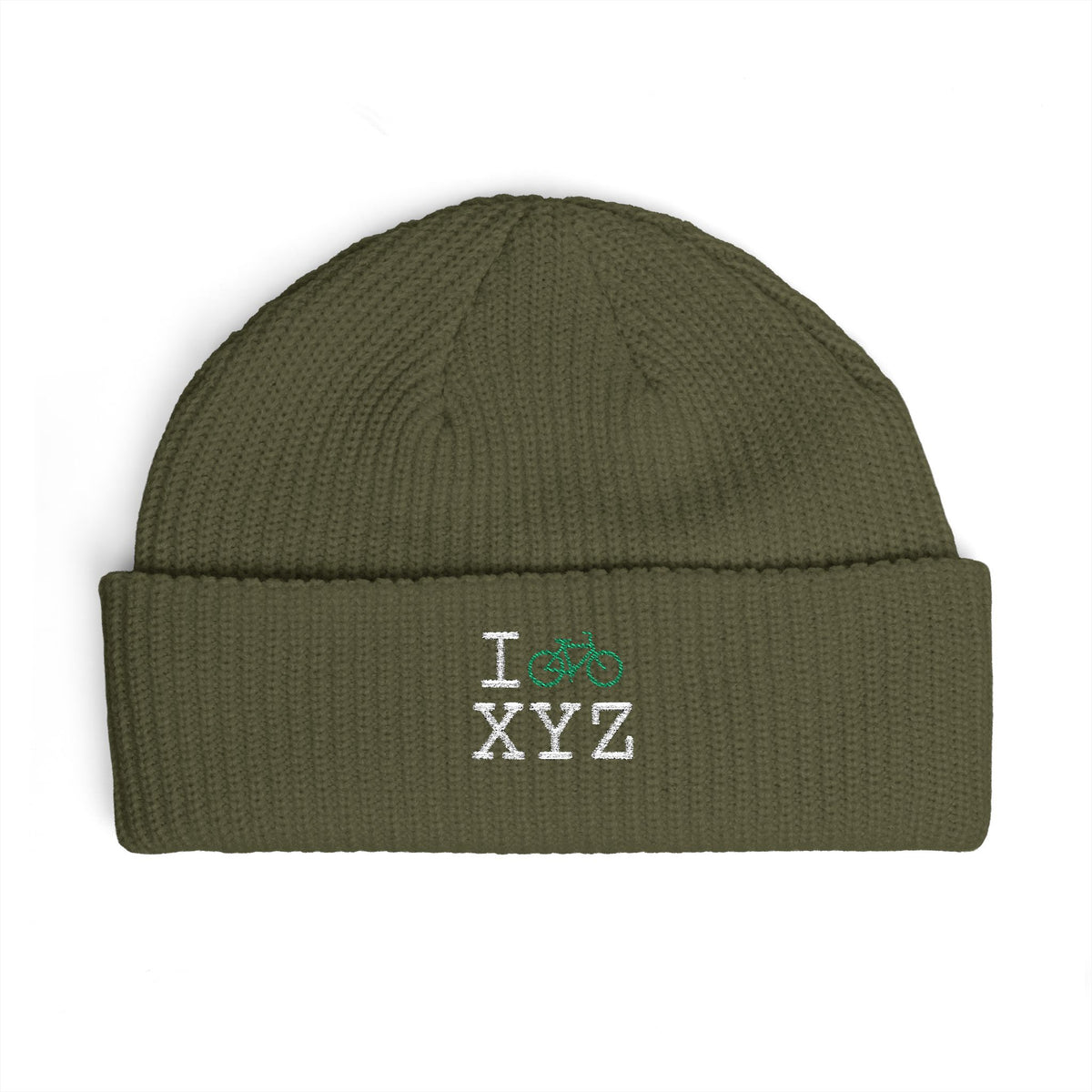 I Bike beanie, green bike