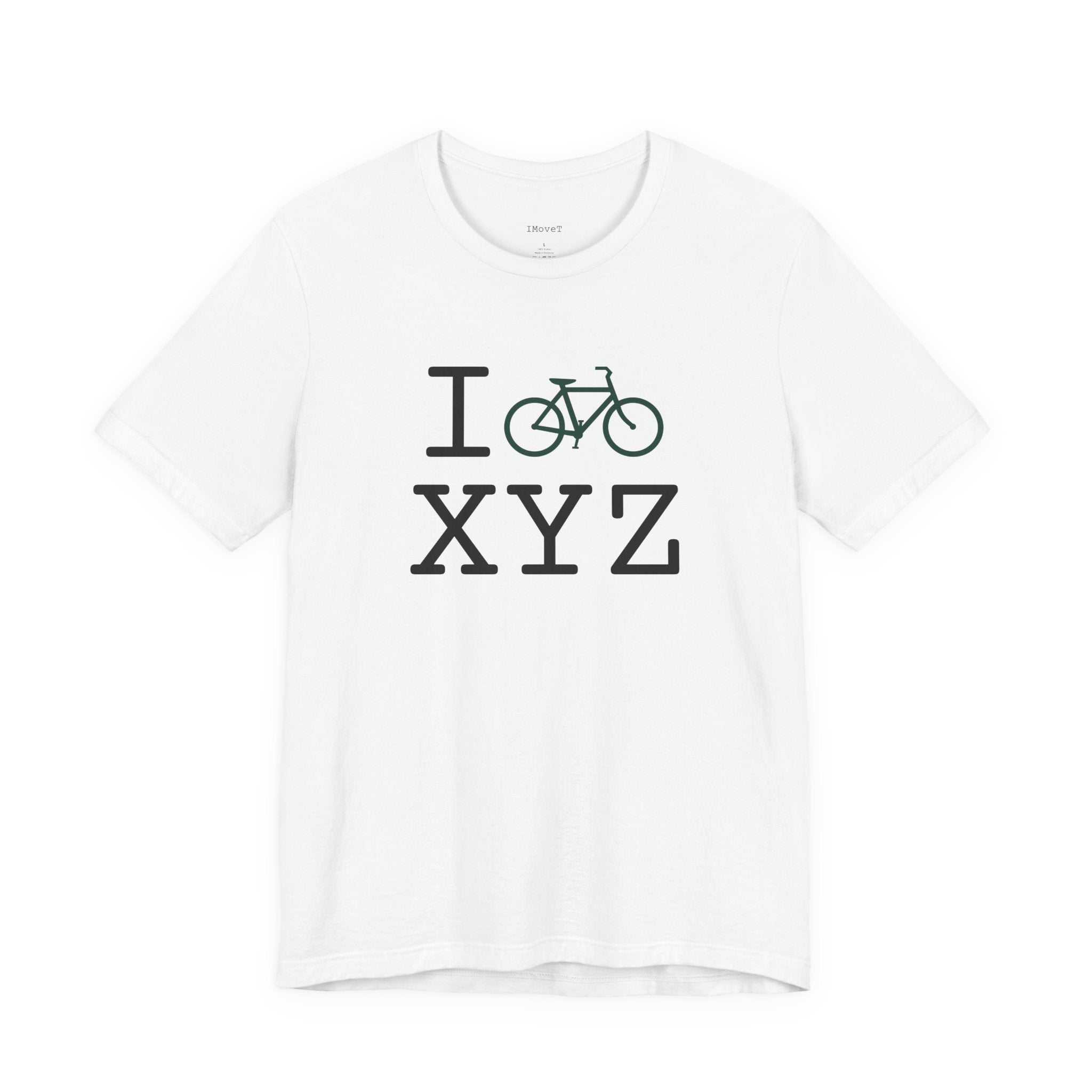 I Bike ___ unisex T, dark green bike