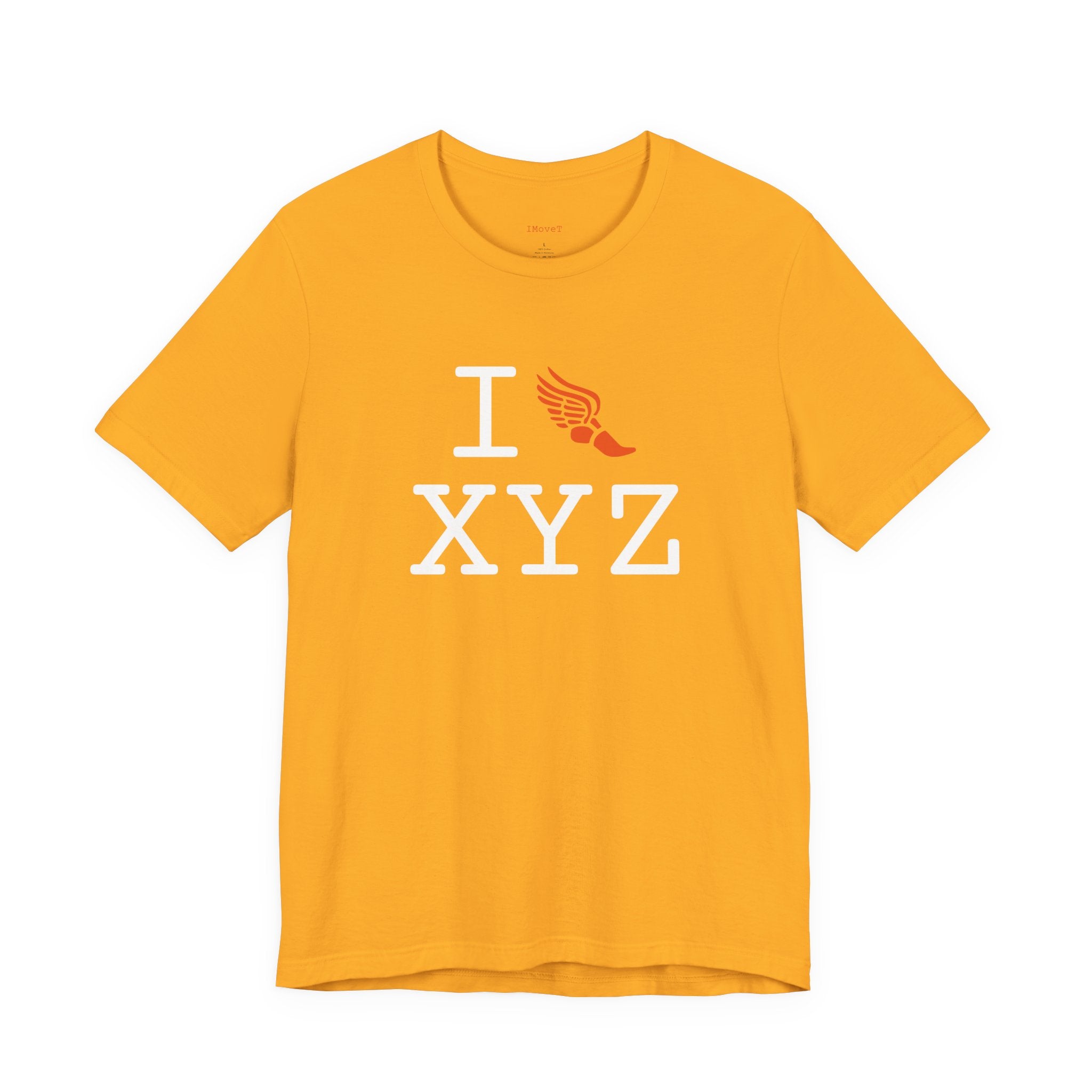 I Run ___ unisex T, orange logo
