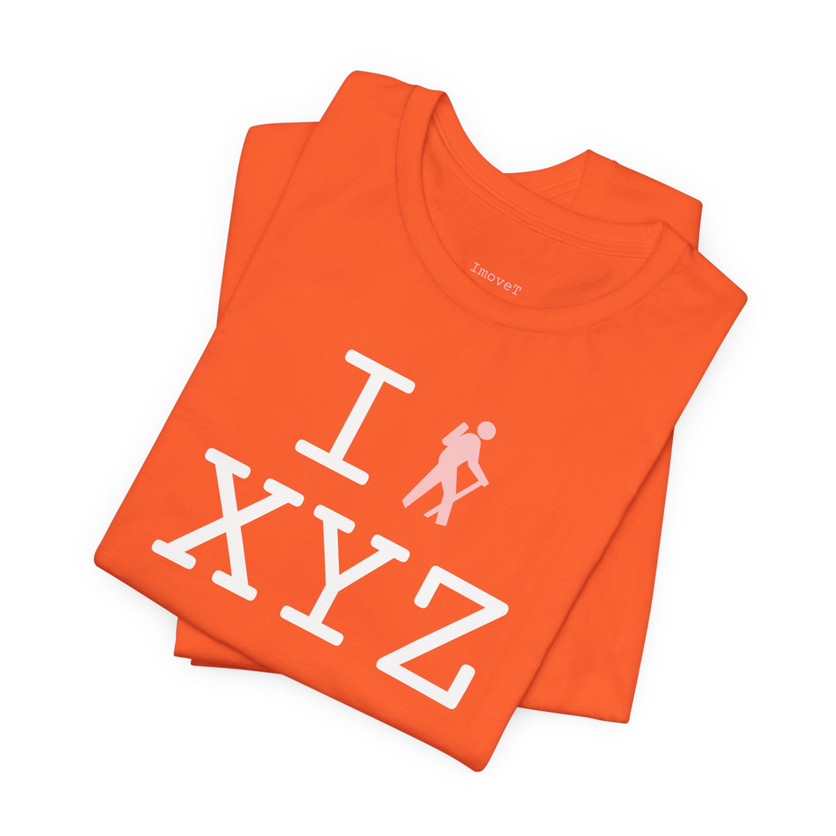 I Hike unisex T, pink hiker