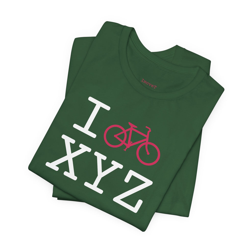 I Bike unisex T, hot pink bike