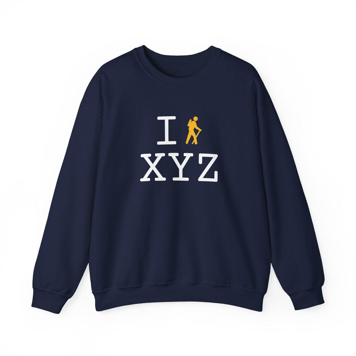 I Hike sweatshirt, yellow hiker