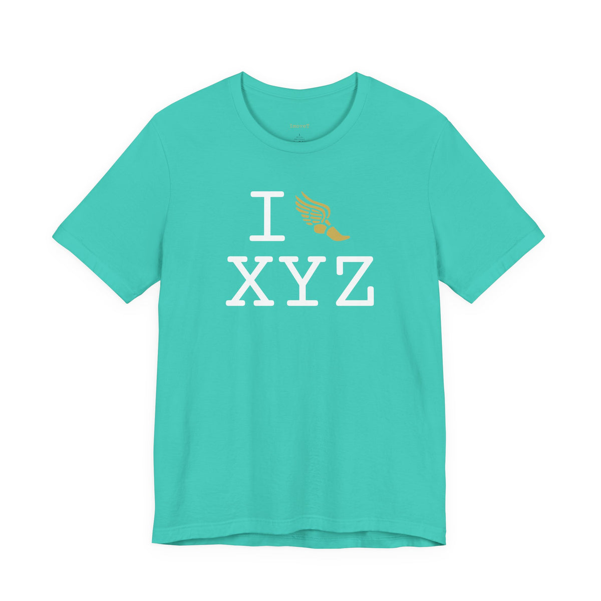 I Run unisex T, gold logo
