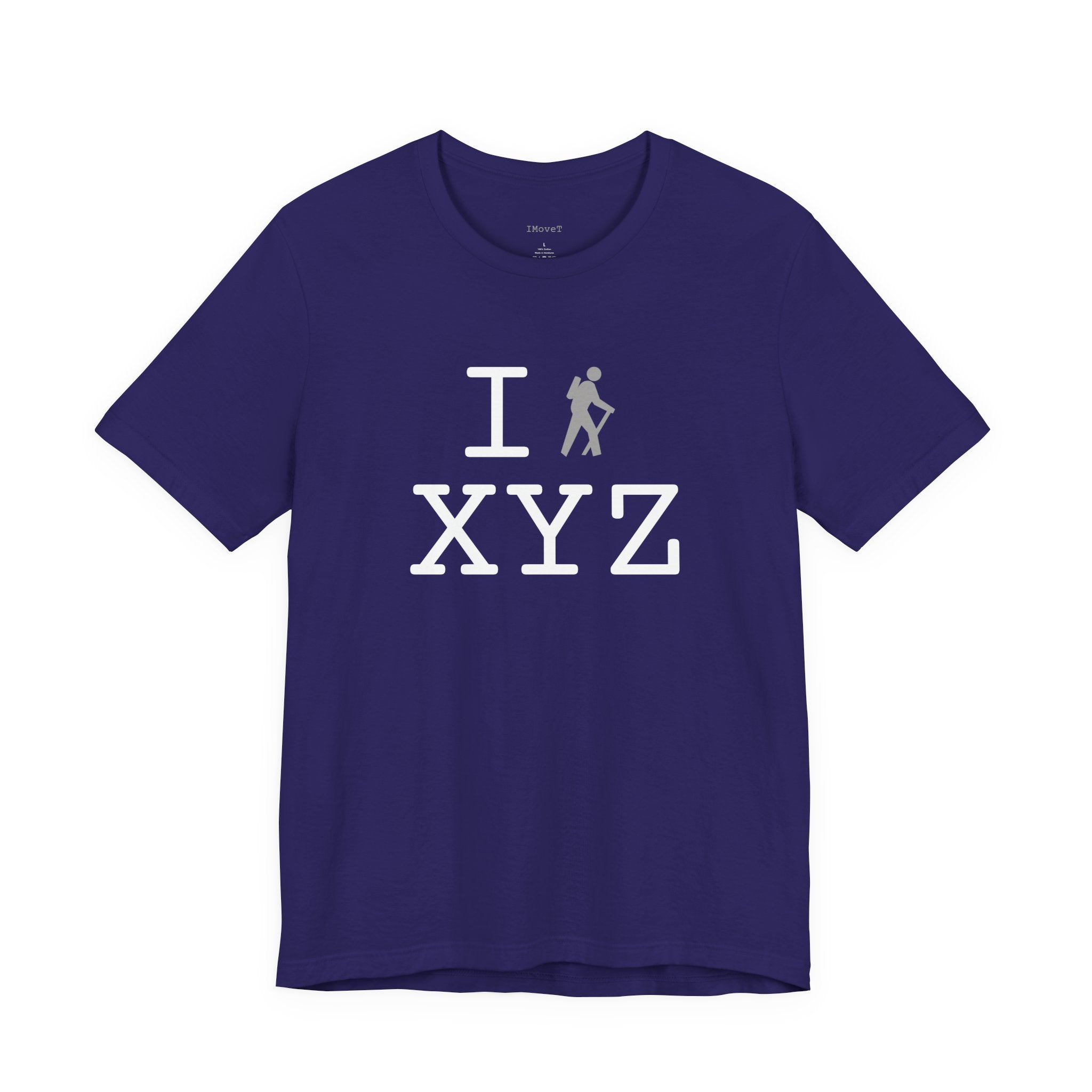 I Hike ___ unisex T, grey hiker
