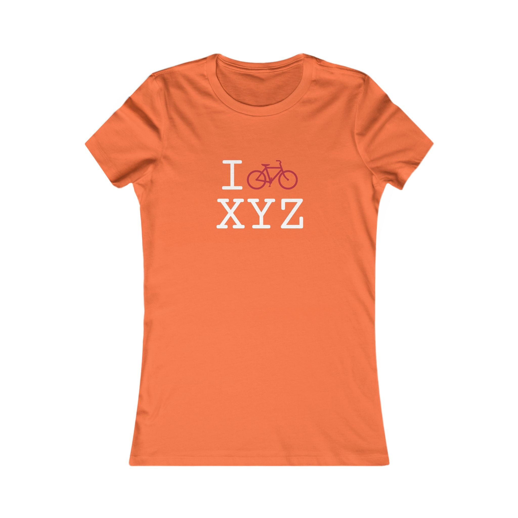 "I Bike ___" women's T, crimson bike