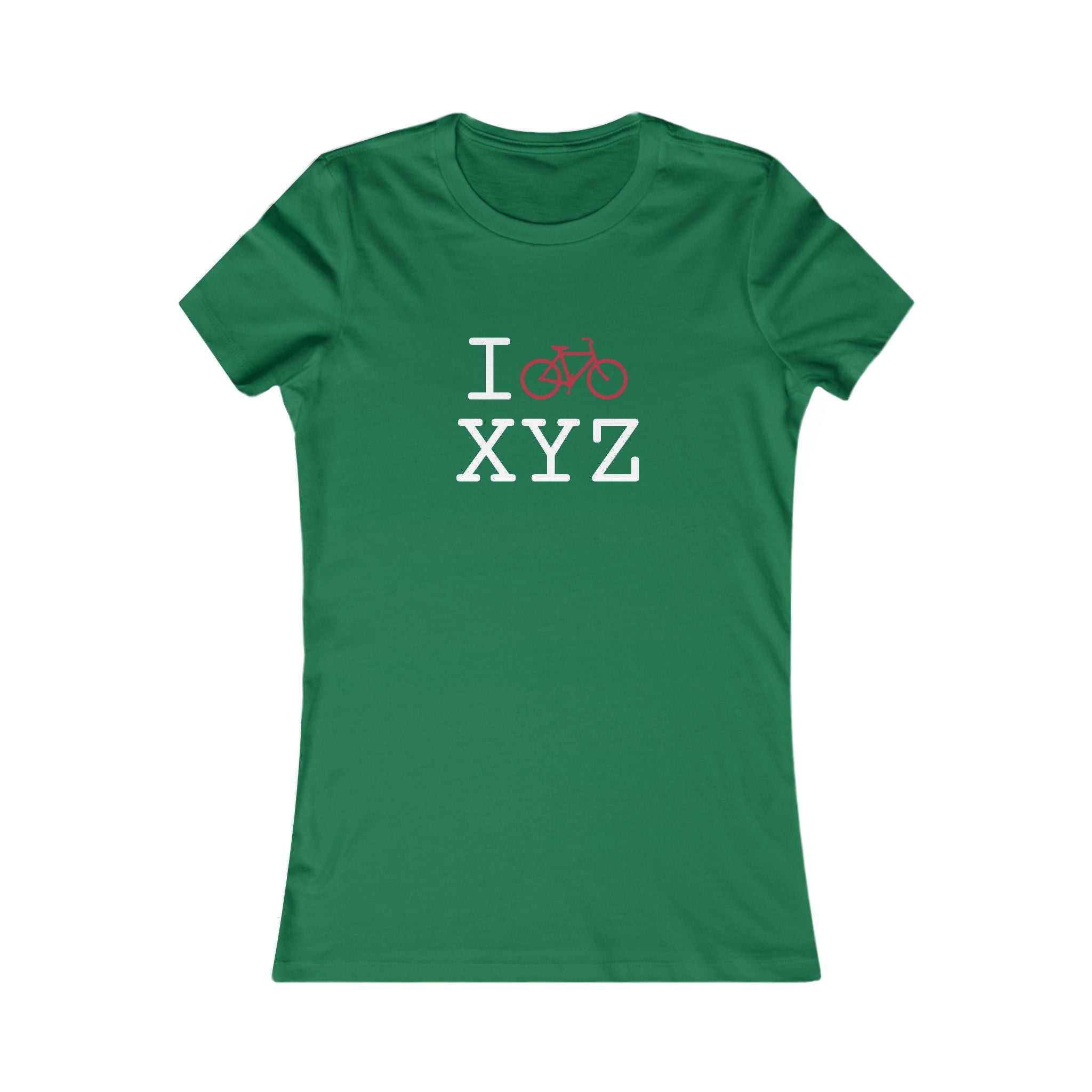 "I Bike ___" women's T, crimson bike
