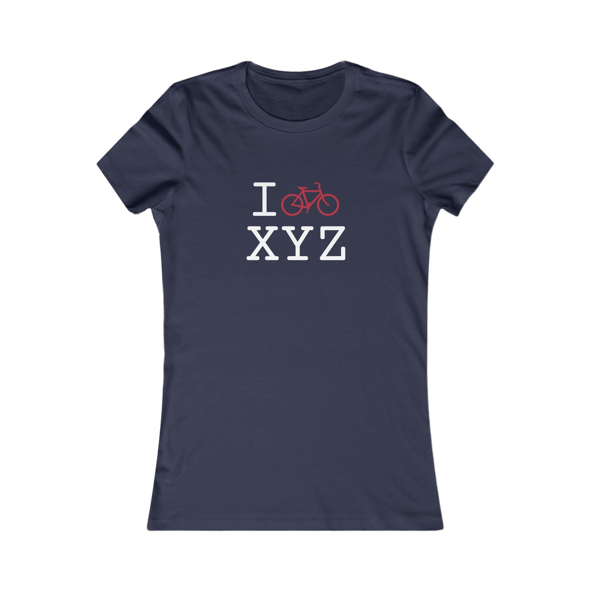 "I Bike ___" women's T, crimson bike