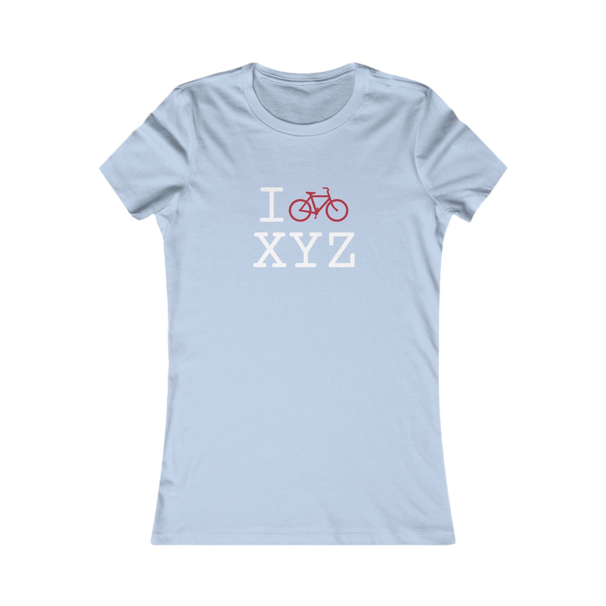 "I Bike ___" women's T, crimson bike