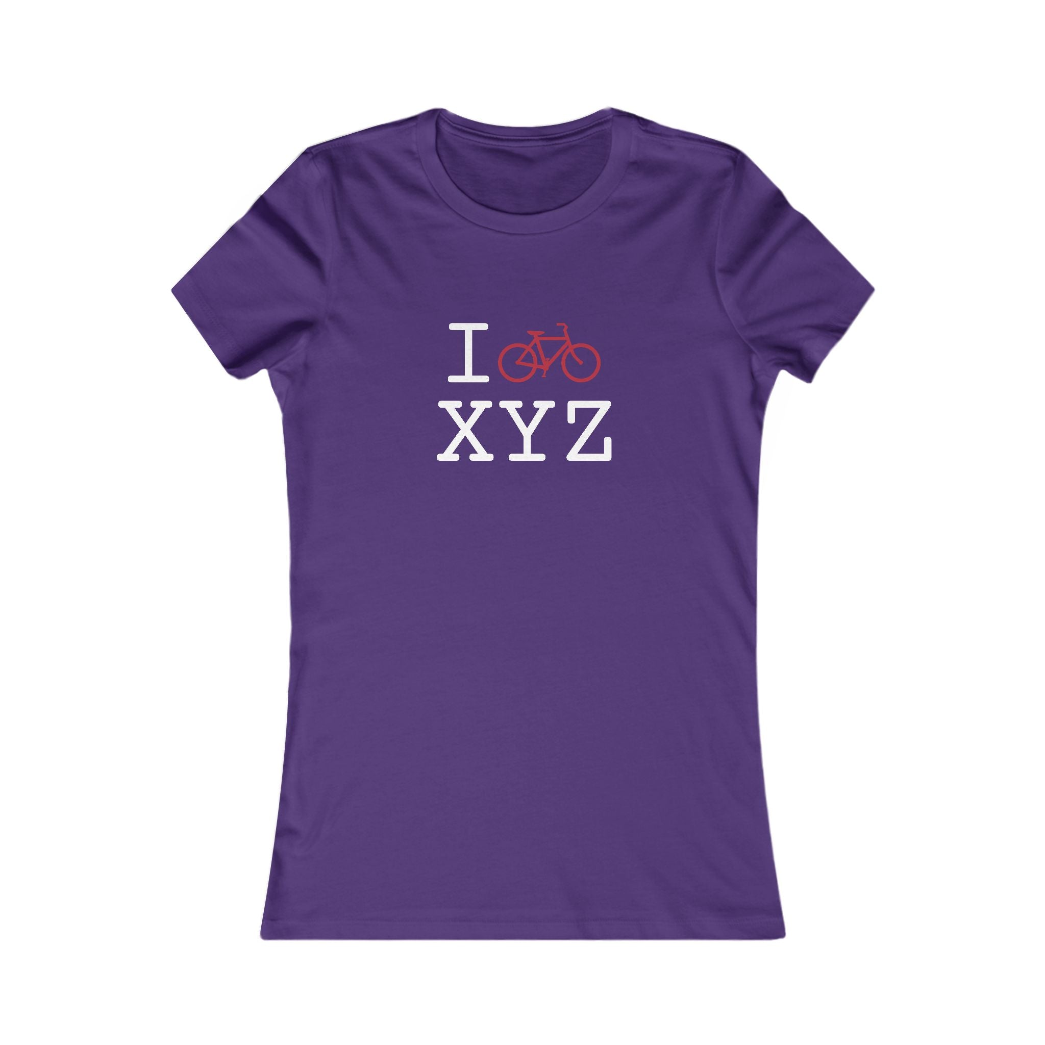 "I Bike ___" women's T, crimson bike