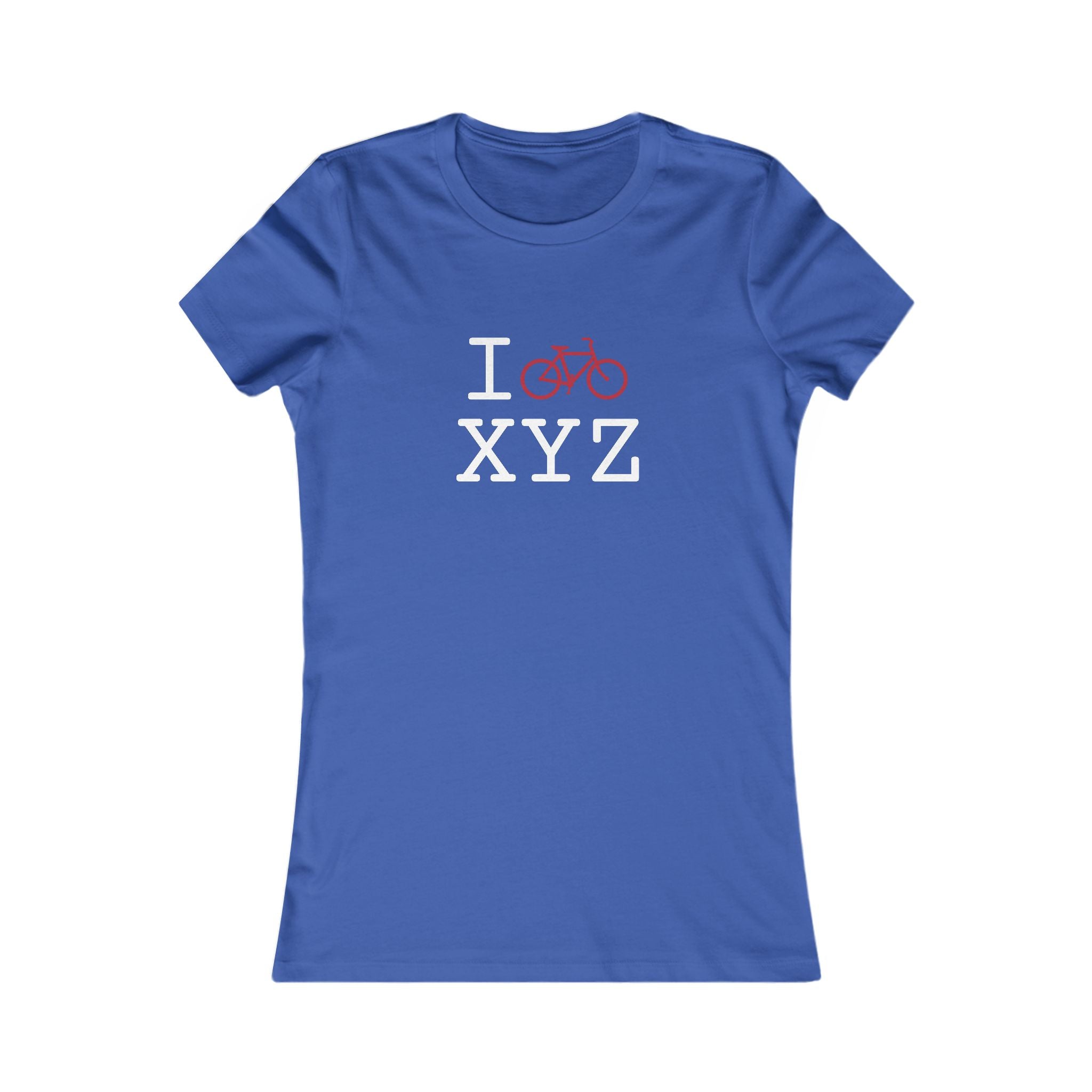 "I Bike ___" women's T, crimson bike