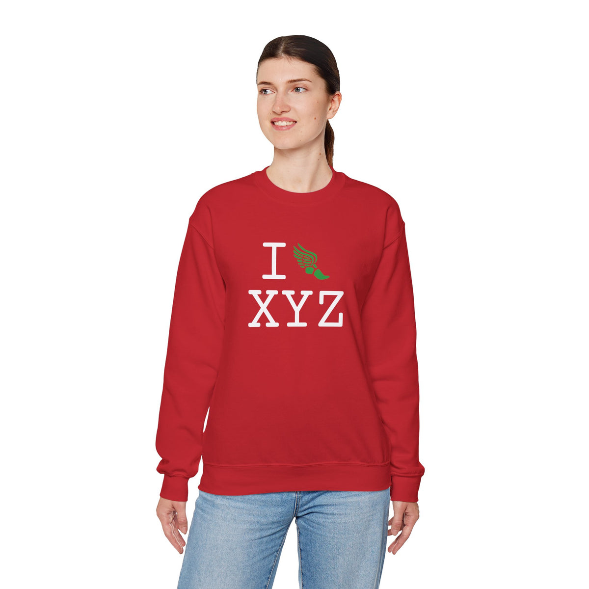 I Run sweatshirt, green logo