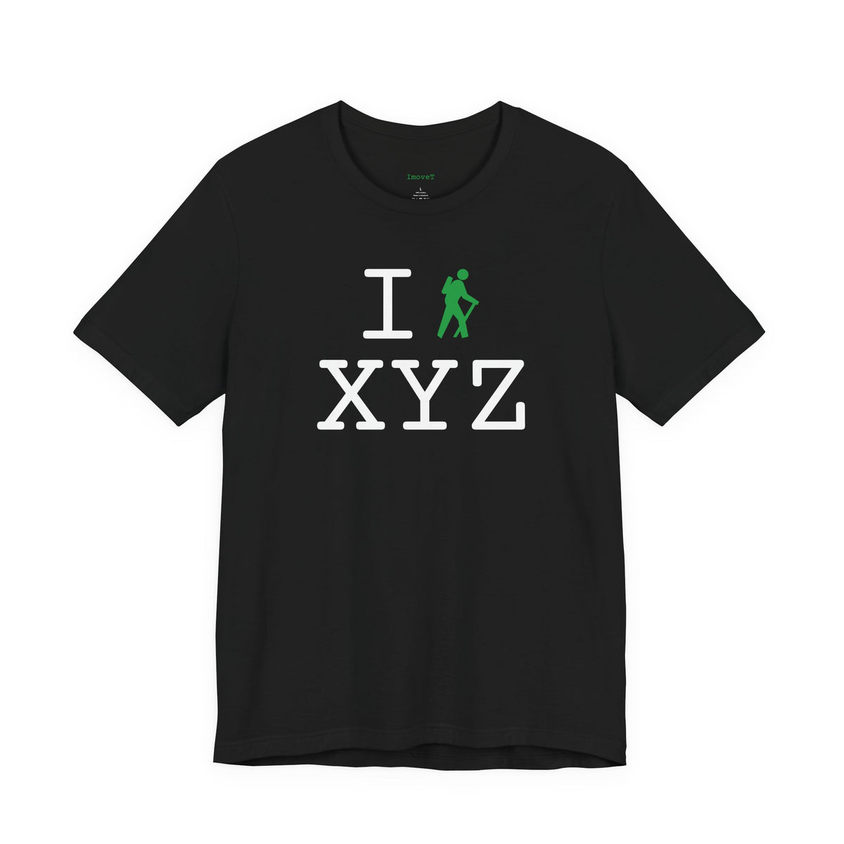 I Hike unisex T, green hiker
