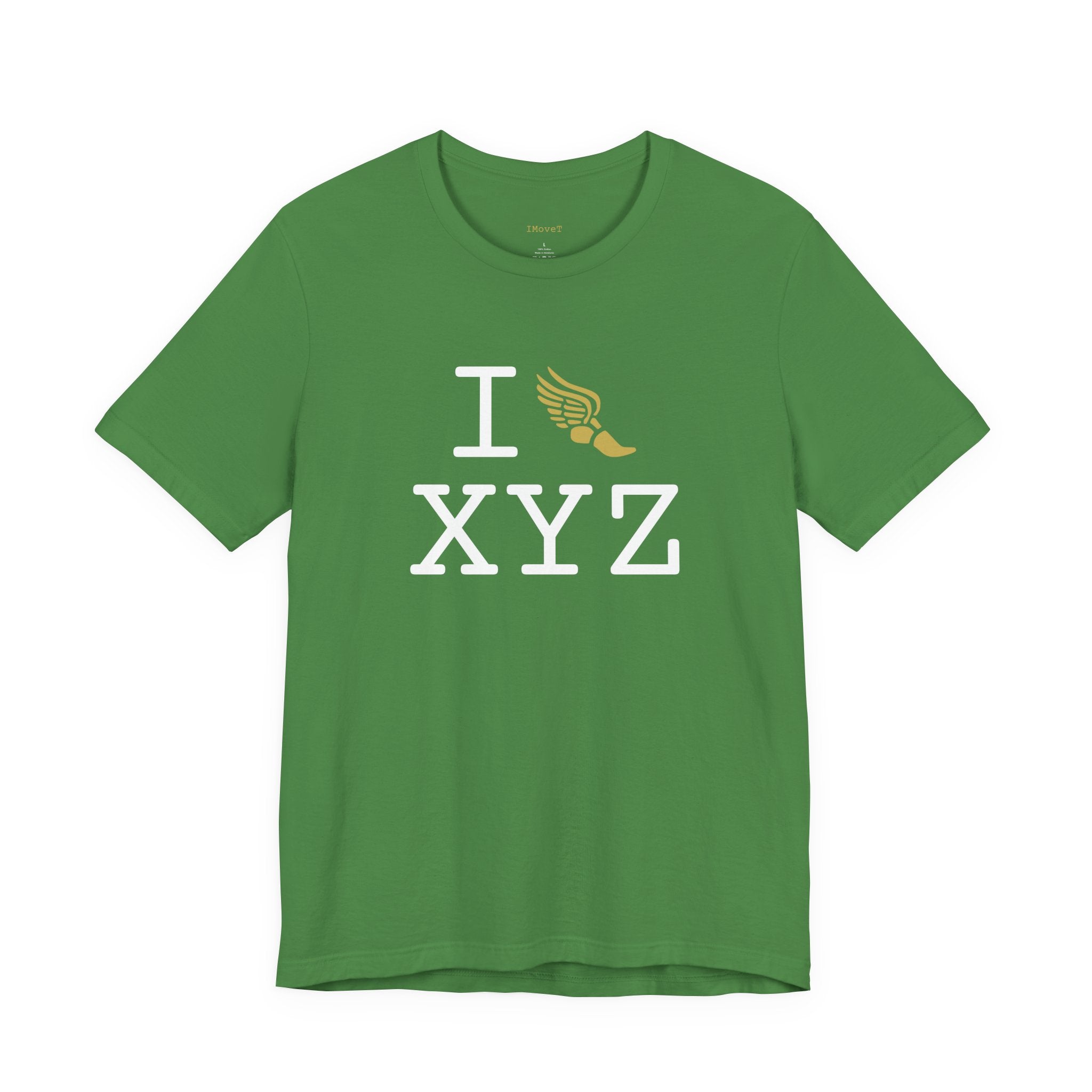 I Run ___ unisex T, gold logo