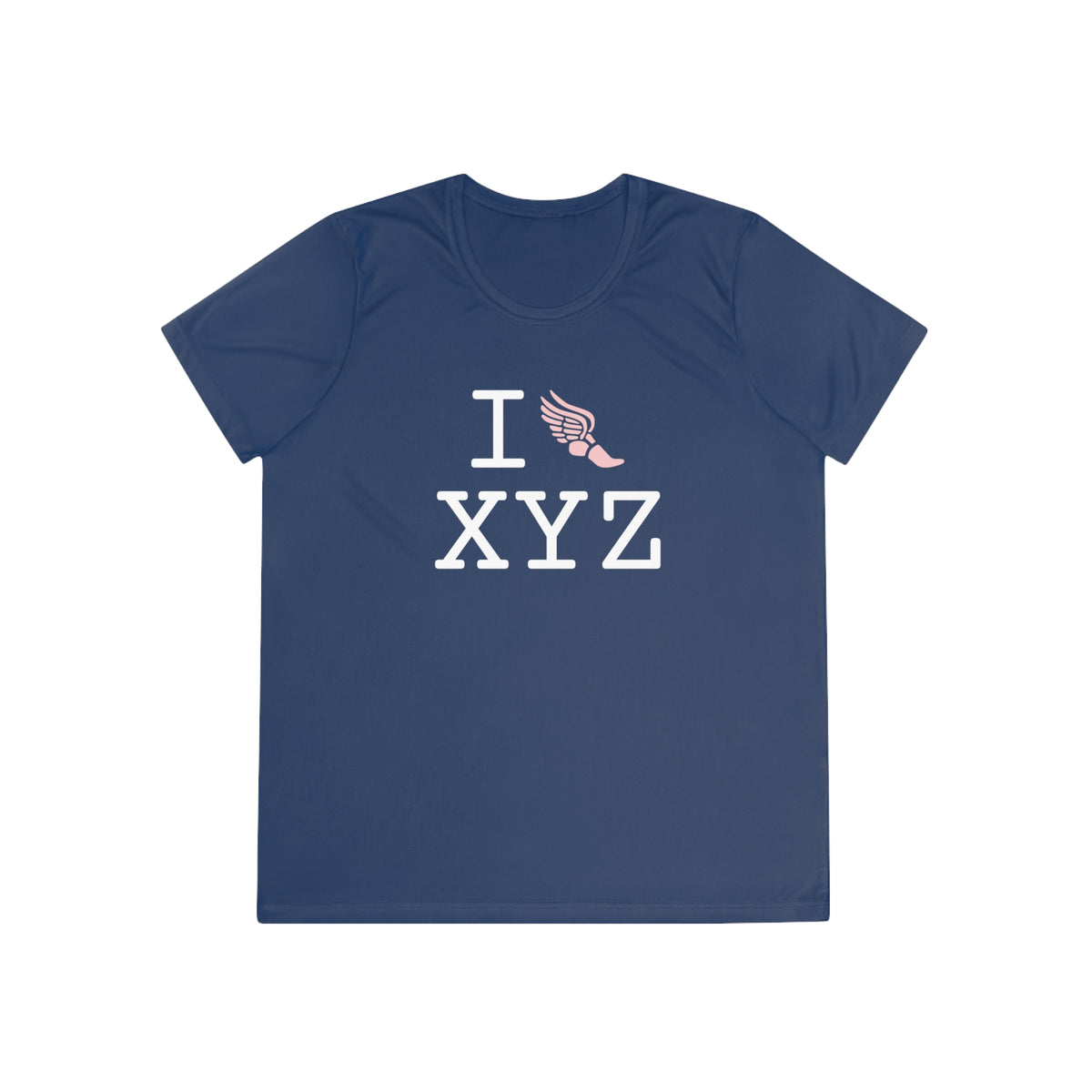 I Run women's athletic T, pink logo