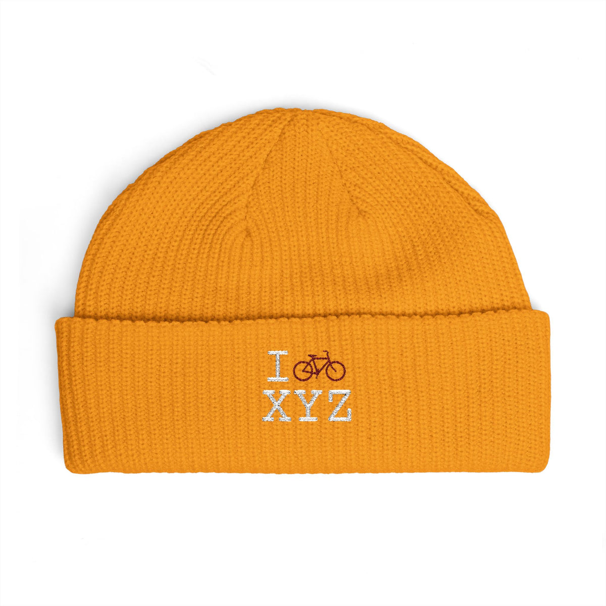 I Bike beanie, maroon bike