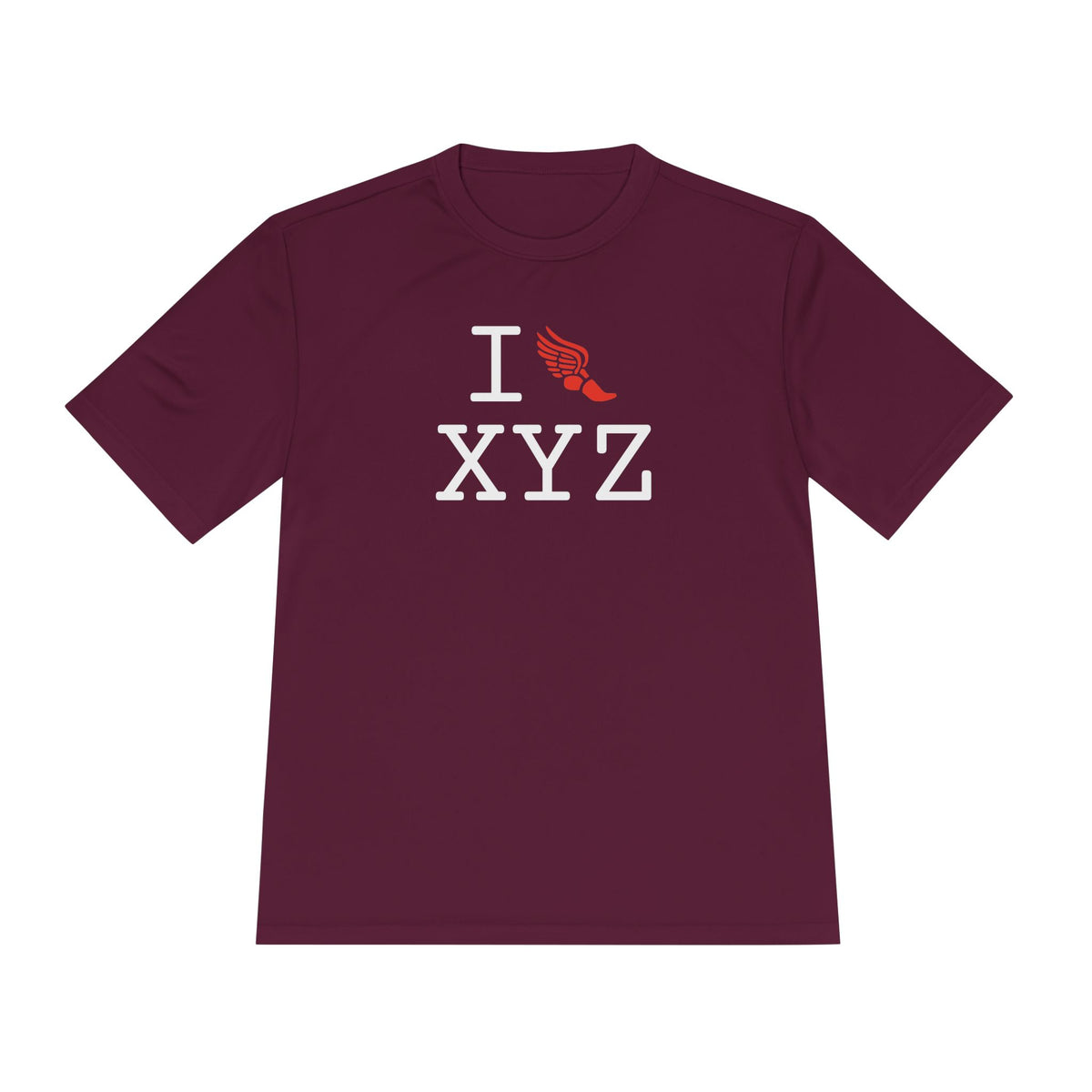I Run athletic T, red logo
