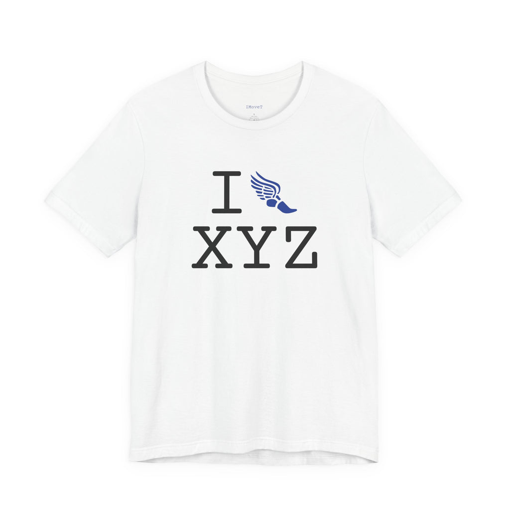 I Run ___ unisex T, blue logo
