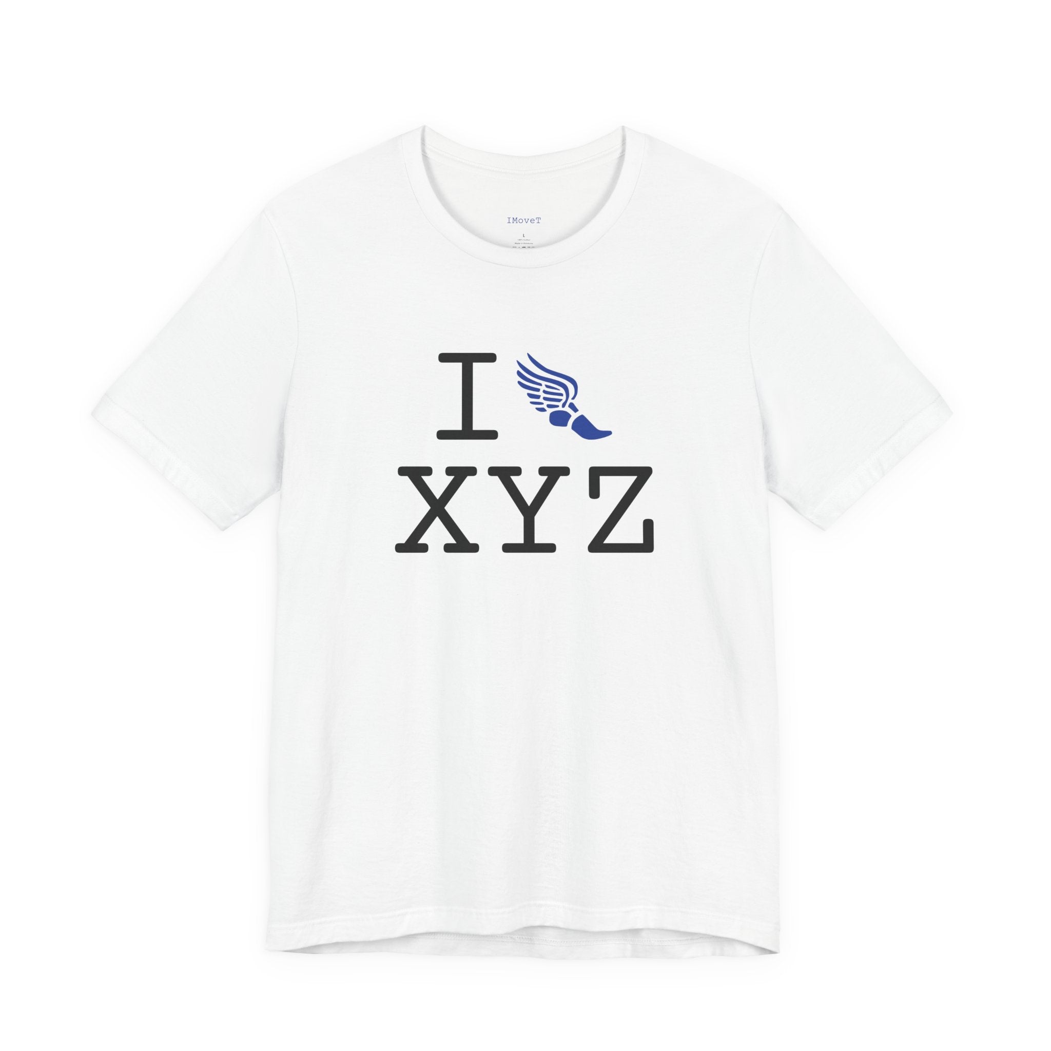 I Run ___ unisex T, blue logo