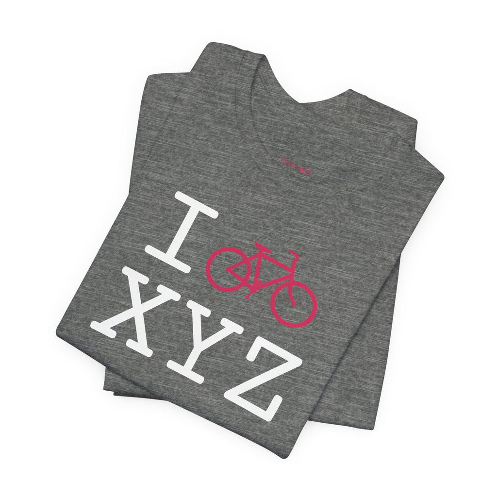 I Bike unisex T, hot pink bike