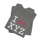 I Bike unisex T, hot pink bike